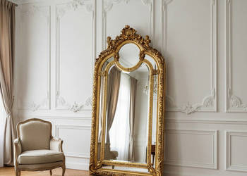 ZŁOTE DUŻE LUSTRO do SALONU GARDEROBY LUSTRO DEKORACYJNE ZŁOTA RAMA ROKOKO