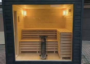 SAUNA OGRODOWA NA ZEWNĄTRZ 2,5x2,3m OCIEPLONA PIEC + WITRYNA