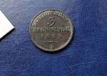 Stare monety 3 fenigi 1868 B Niemcy