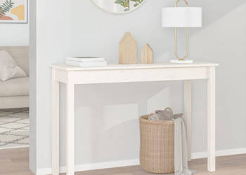 Stolik konsolowy biały 110x40x75 cm lite drewno sosnowe WM-814240