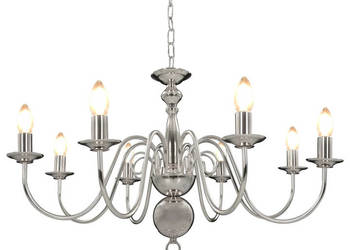 Żyrandol srebrny 8 żarówek E14 WM-281618