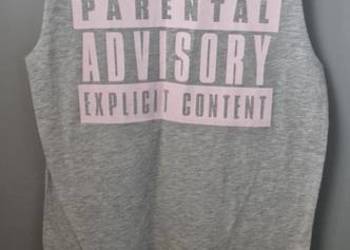 Szary T-shirt Parental Advisory z nadrukiem rozm. S