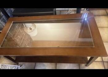 Ława stół kawowy lite drewno brązowa z szufladą