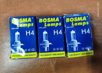 Żarówki halogenowe BOSMA H4 12V 60/55W P43t UV Filter – Zestaw 3 szt. NOWE