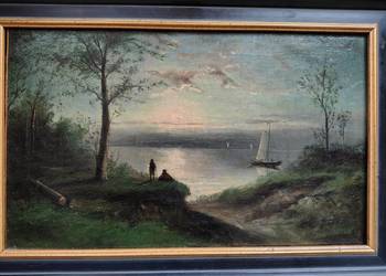 Stary obraz olejny na płótnie 19 wiek