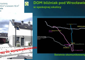 Gotowy do wprowadzenia się DOM bliźniak W SPOKOJNEJ OKOLICY 5 km do Wrocła…