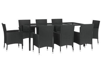 vidaXL 9-cz. zestaw mebli ogrodowych z poduszkami, czarny(SKU:3187329)