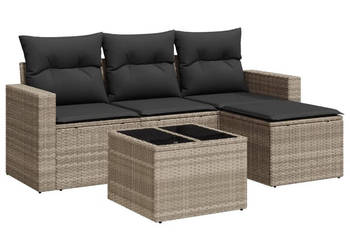 5-cz. zestaw mebli do ogrodu poduszki jasnoszary rattan PE WM-3251219