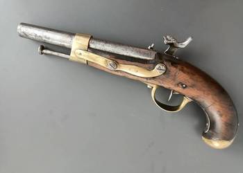 Stary francuski pistolet kapiszonowy Model 1822 kawaleryjski czarnoprochowy