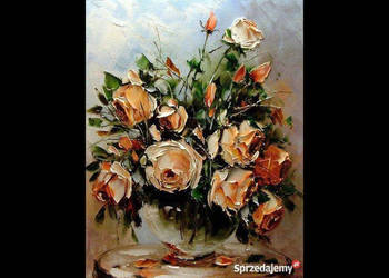 Kowalik - Róże VI - 50x40cm Obraz Olejny Kwiaty Bukiet