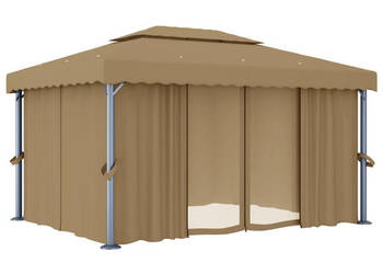 Altana ogrodowa z zasłonami 4 x 3 m kolor taupe aluminium WM-3067050
