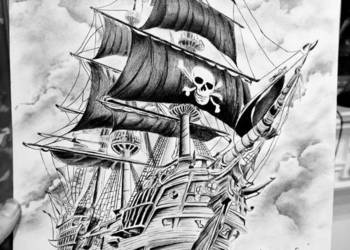 Sprzedam szkic żaglowca wykonany ołówkiem