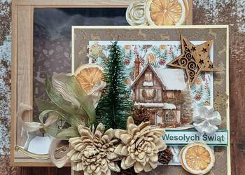 Kartka świąteczna, z pudełkiem, hand made
