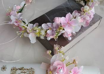 Wianek komunijny jasny róż