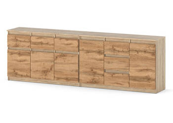 Komoda Szafka Z 6 Szufladami Salon Sypialnia Drewniana 240cm Sonoma Wotan