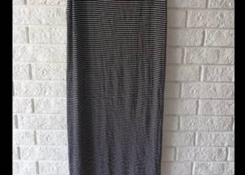 Spódnica długa czarna w paski ołówkowa jesień Wiskoza vintage boho 2YK