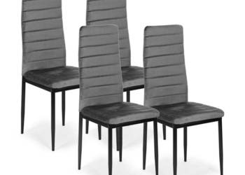 Krzesła z wyprofilowanym oparciem- VELVET SZARE - 4 sztuki