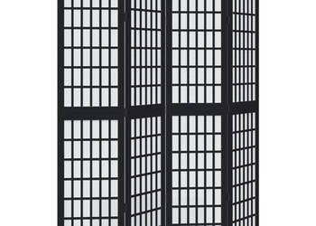 Parawan pokojowy 4-panelowy czarny lite drewno paulowni WM-358770