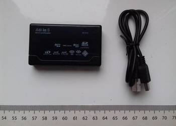 Czytnik kart 6w1, microSD, MMC, SD, XD, CF, MS Duo, M2, NOWY czarny połysk,