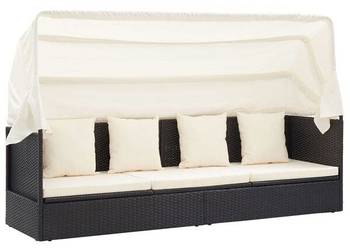 vidaXL Leżanka ogrodowa z daszkiem, czarna,(SKU:46156)