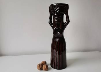 Stara figurka, wazon Kobieta z Koszem ceramika krakowska Millenium PRL 1960