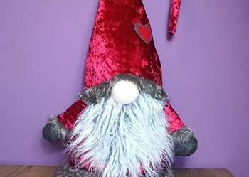 DUŻY Skrzat 105 cm - świąteczny Krasnal Gnom Mikołaj - ozdoba