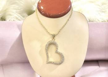 Pozłacany naszyjnik model walentynkowy z sercem 60 cm