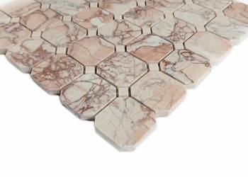 Mozaika octagon z marmur Sakura & Beige Crystallino
