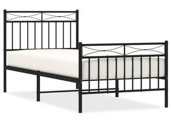Łóżko Metalowe Czarne Rama Łóżka Ze Stelażem 90x200 cm WM-373702