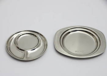 Zestaw talerzy stalowych – 2 sztuki, kuchenne i serwingowe - stal nierdzewn