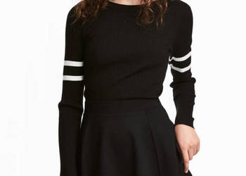 czarna biała bluzka H&M xs 34 sweter