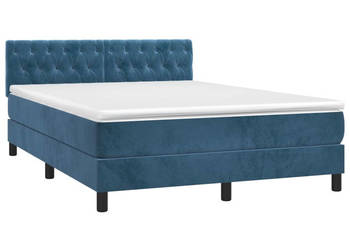 Łóżko kontynentalne materac i LED niebieski aksamit 140x190cm WM-3134583