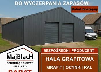 Duży Długi Grafitowy Garaż Blaszany Dwuspadowy - Hala  - Maj-Blach