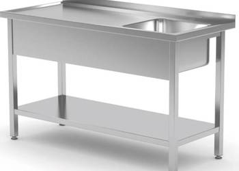 ZLEW STÓŁ GASTRONOMICZNY 1 KOMOROWY Z PÓŁKĄ 130/60/85