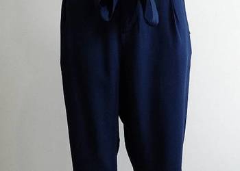 Spodnie Capri Rybaczki Granatowe Wiskoza Modny Fason Orsay XL