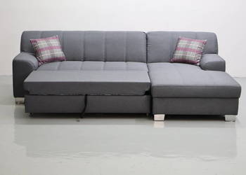 TUM Nowy popielaty narożnik z funkcją spania rogówka KANAPA sofa tkanina