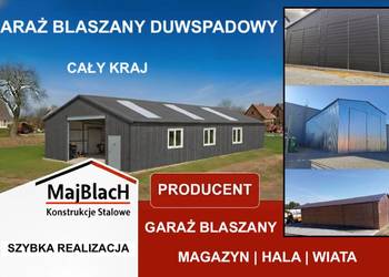 Garaż Blaszany Dwuspadowy | Popielaty |Wiata | Hala    - Maj-BlacH