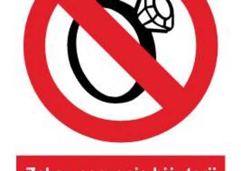 Naklejka BHP Zakaz noszenia biżuterii w pomieszczeniach produkcyjnych GC038