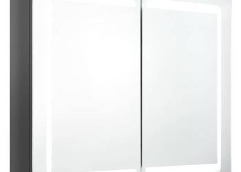 vidaXL Szafka łazienkowa z lustrem i LED, lśniąca szarość(SKU:326514)