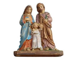 Stara figurka Świętej Rodziny Maryja Dzieciątko Jezus i Święty Józef lat 50