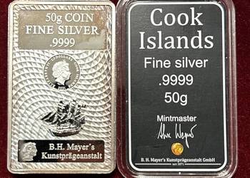 Cook Islands 2021 – coin bar srebro 50 g Ag .9999 (B.H. Mayer)