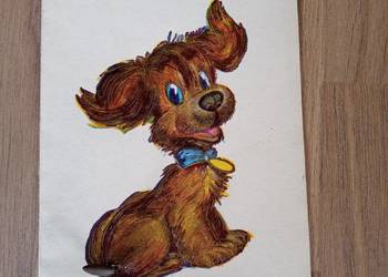 Kartka Vintage Piesek Ruchomy Ogon Spółdzielnia Poznań UNIKAT  PRL