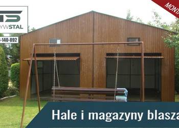Garaż blaszany 8x6 - Bramy Uchylne - Drewnopodobny - WIATA - GRZYWSTAL