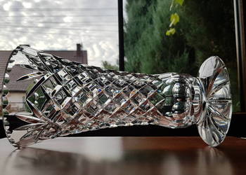 Duży kryształowy wazon (ok. 28 cm), kryształ PRL