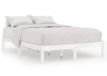 Rama łóżka biała lite drewno sosnowe 140 x 190 cm WM-809998