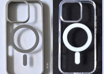 Etui/case klasyczne przezroczyste i szare z MagSafe na iPhone'a 16 pro