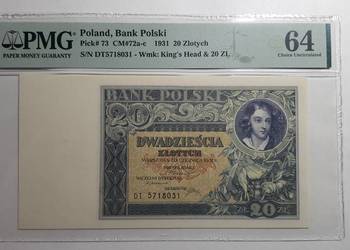20 złotych 1931 s. DT. PMG 64