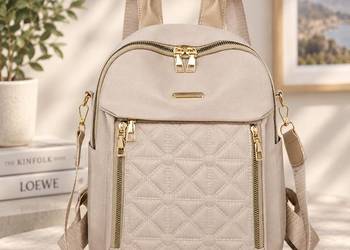 Stylowy Beżowy Plecak Damski 2w1 | Lekki Miejski Plecaczek Premium