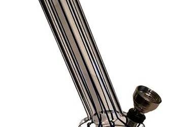 Akrylowe Bongo z Niebieskimi Paskami - 21 cm Przezroczyste Fajka Wodna