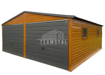 GARAŻ BLASZANY 6m x 6m dwuspad  2x Brama drzwi 2x okno TS315